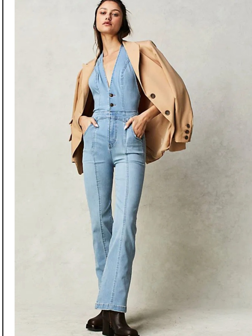 Free People We The Free Cruz Denim Jumpsuit - Picture 4 of 8